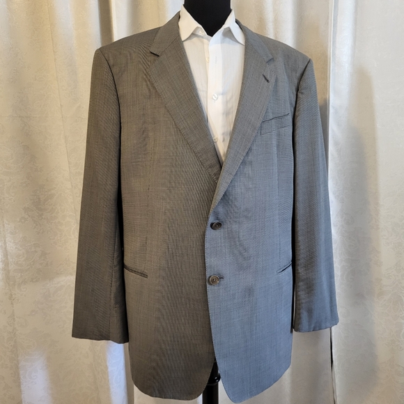 Armani Collezioni Men's Sport Coat Jacket Blazer Size 50L Gray Wool Silk